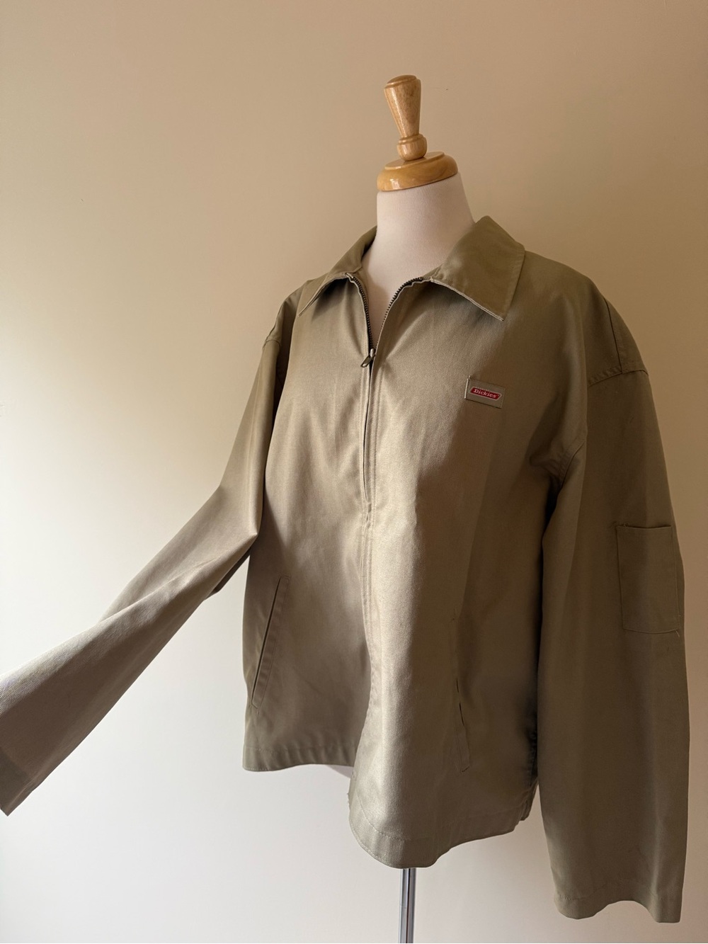 Dickies Vintage Khaki Work Jacket Zip Front Utility XL